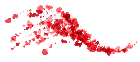 A captivating trail of hearts in shades of pink and red flows across the image, symbolizing love, affection, and celebration of romantic occasions.のイラスト素材