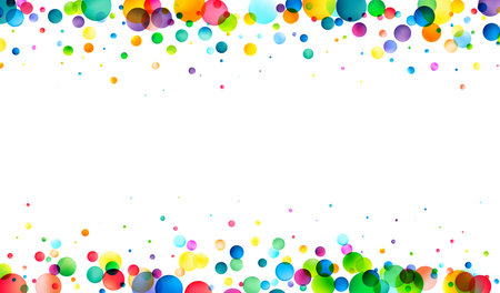 A festive and joyous cascade of multicolored bubbles against a white background, creating a sense of celebration and playful vibrancy.のイラスト素材