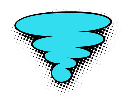 A dynamic turquoise swirl with a comic book-style halftone gradient and bold black outlines, reminiscent of a tornado, against a crisp white backdrop for a striking contrast.のイラスト素材