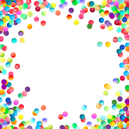 A festive border of colorful bubbles encircles a clean white center, perfect for joyful messages or celebratory designs.のイラスト素材