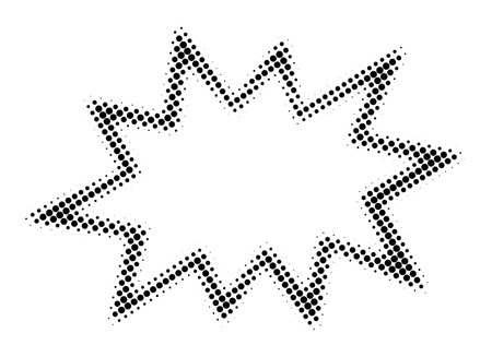 Stark halftone starburst design with a dotted gradient effect, ideal for emphasizing elements in advertisements and graphical layouts.のイラスト素材