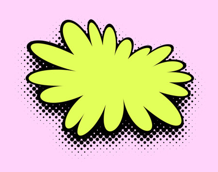 A striking square-format illustration that features a neon yellow bloom with bold black contours set against a playful pink pop art background adorned with halftone dots.のイラスト素材