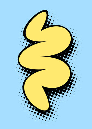 A fresh lemon yellow twist captured in a pop art style, complete with bold black outlines and a halftone effect, against a calming sky blue background.のイラスト素材