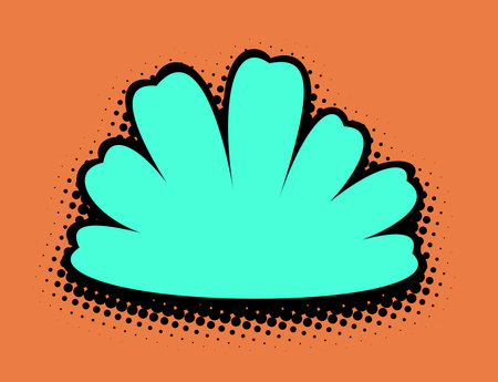 A serene turquoise floral design pops against a burnt orange background, edged by a playful black halftone pattern for a striking pop art contrast.のイラスト素材