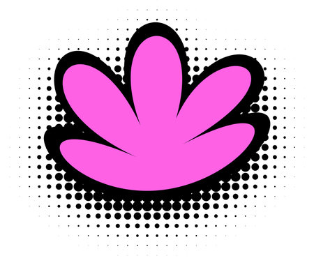 A striking graphic of a stylized pink flower with bold outlines and a dotted halftone background, perfect for modern, playful designs.のイラスト素材