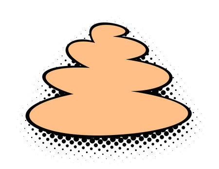 Stylized Poop in a calming peach tone stand out with a pop art aesthetic, framed by a black halftone pattern on a white background.のイラスト素材