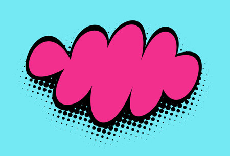 A wide-format illustration captures the essence of pop art with vivid pink flowers, bold black outlines, and a contrasting turquoise background enhanced with halftone dots.のイラスト素材