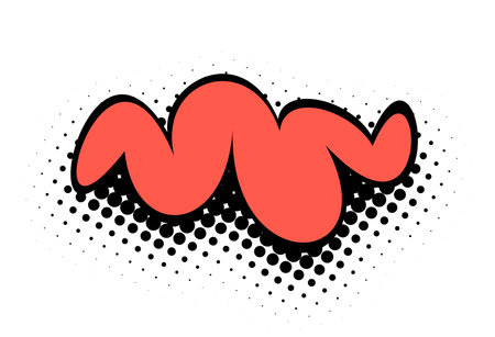 A striking red wavy design in a bold pop art style, outlined in black with a dotted halftone pattern in the background, evokes a sense of motion.のイラスト素材
