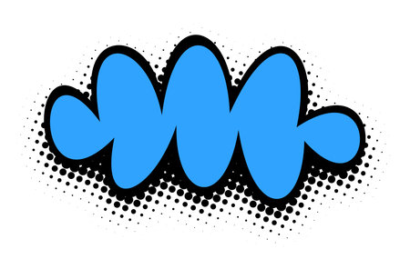 Bold cobalt blue waves ripple across the image, framed by a classic black halftone gradient, creating a striking pop art tableau against a white background.のイラスト素材