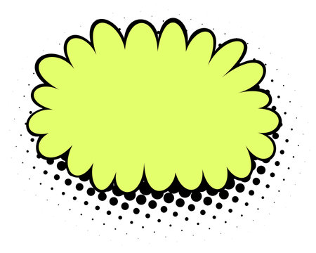 A neon yellow flower with bold black outlines is featured against a dotted halftone background, capturing the essence of pop art vibrancy.のイラスト素材
