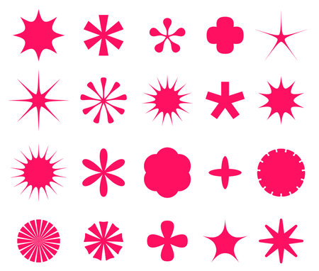 A vibrant array of pink geometric shapes on a white background, perfect for decorative, educational, or design projects.のイラスト素材