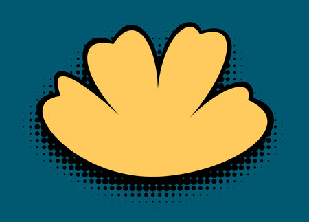 The warm saffron hue of a stylized bloom radiates against a deep navy background, highlighted by a halftone pattern, encapsulating a striking pop art charm.のイラスト素材