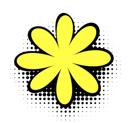 A bright sunshine yellow flower pops with vibrancy against a monochrome dotted backdrop, echoing the timeless pop art style.のイラスト素材