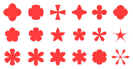 A vibrant set of red geometric shapes, perfect for dynamic designs and patterns.のイラスト素材