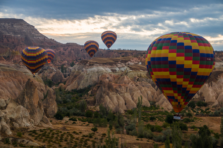 Hot air balloon over Cappadocia, Turkeyのeditorial素材