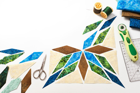 Design of  element quilt in progress, prepared cut pieces, top viewの写真素材
