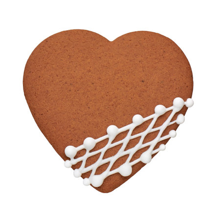 Painted gingerbread cookie in the shape of a heartの写真素材