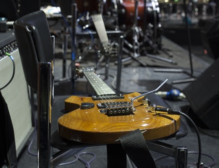 musical instruments on the stage and in the orchestra pit