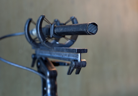 Microphone on stage against a background of auditorium