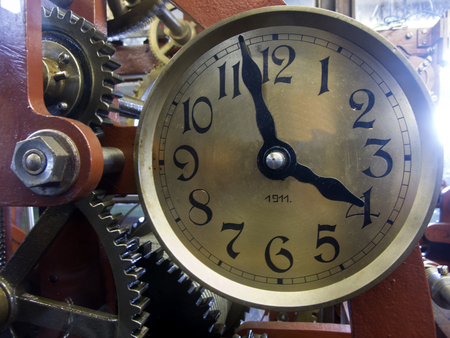 Mechanism of ancient clock located in the city tower