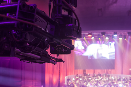 TV broadcast of the event from the theater.の写真素材