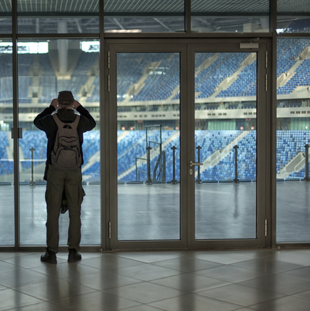Empty football field before the match. a football field, a general plan.の写真素材
