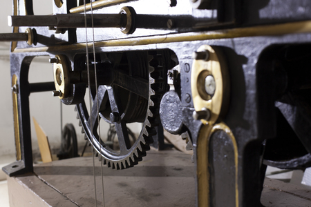ancient mechanism of the tower clock, cogwheels in the clock