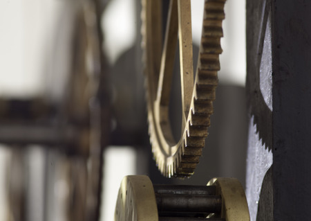 ancient mechanism of the tower clock, cogwheels in the clock