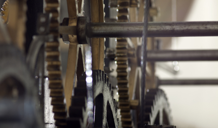 ancient mechanism of the tower clock, cogwheels in the clock