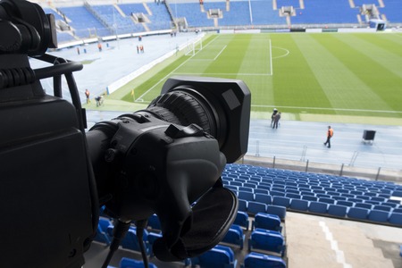 tv camera in the footballの写真素材