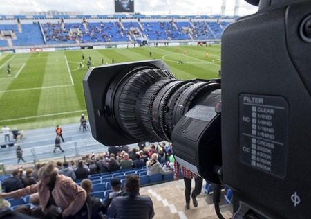 tv camera in the footballの写真素材