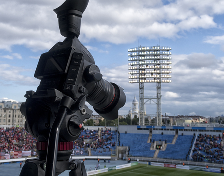 tv camera in the footballの写真素材