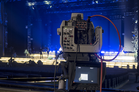Professional digital video camera. Television broadcast from the theater.
