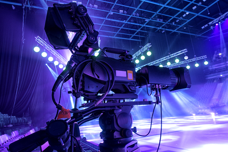 Television broadcast from the ice show. Professional digital video camera.の写真素材
