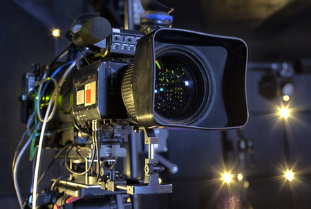 TV Professional digital video camera in a concert hall.の写真素材