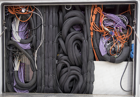 the control panel television equipment, TV cable, video cable.の写真素材