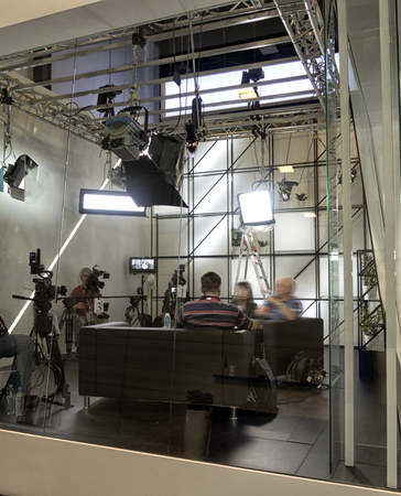 Professional digital video camera. cinematography in the pavilion.の写真素材