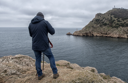 professional video camera on the shooting of natural landscapes.の写真素材