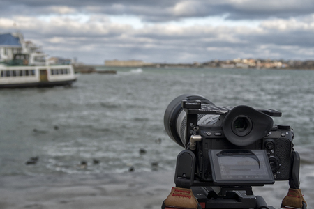 professional video camera on the shooting of natural landscapes.の写真素材