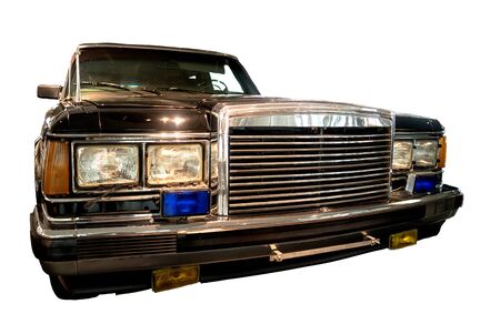 cars of the twentieth century on a white background.の写真素材