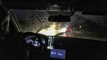 Driving on a RUSSIAN road. rural landscape with a road and a car. Autotravel.