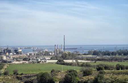 oil and gas petrochemical industrial, Refinery factory oil storage tank and pipeline steel.の写真素材