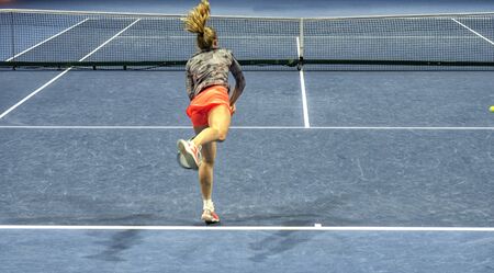 young girl during training before the St.Petersburg Ladies Trophy official match.