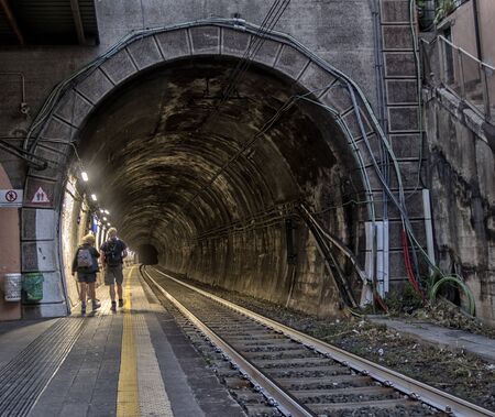View of the railroad tracks. Railway transport.の写真素材