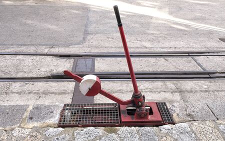 View of the railroad tracks. Railway transport.