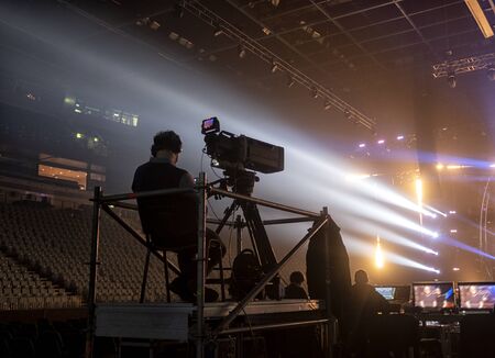 Professional digital video camera. tv camera in a concert hal.の写真素材
