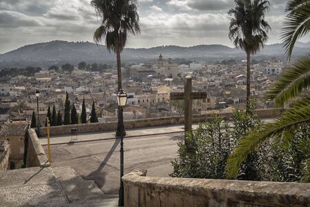 Island scenery, view of historic buildings, seascape panorama Majorca Spain, beautiful coast , Mediterranean Sea, Balearic Islands.の写真素材