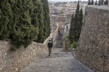 Island scenery, view of historic buildings, seascape panorama Majorca Spain, beautiful coast ,...