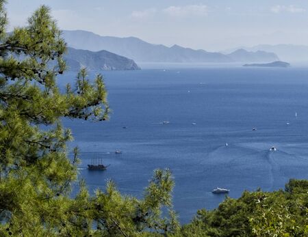 seascape panorama Marmaris inTurkey, beautiful coast , Mediterranean Sea.の写真素材