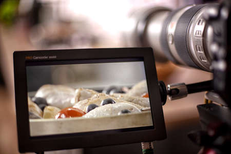 tv camera in the studio of the culinary program.